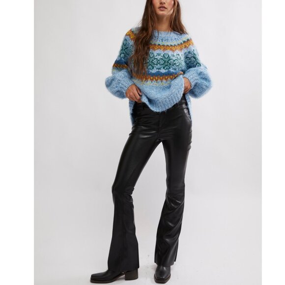 Free People Blue Multicolor Crew Neck Sweater - Picture 6 of 9